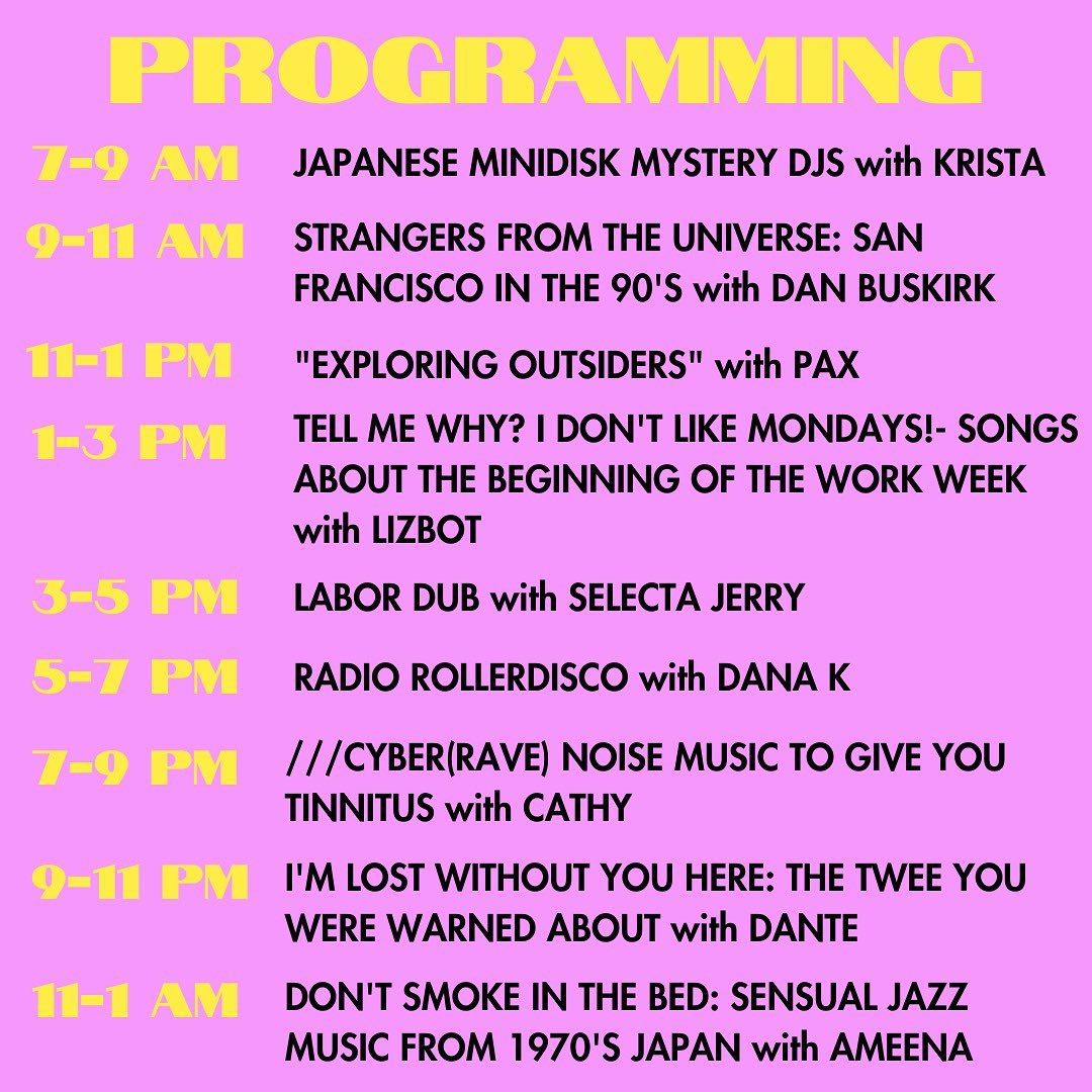 Program schedule for tomorrow's Laborwave marathon. Full text of schedule available at wprb.com